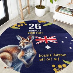 Blue Kangaroo and Golden Wattle Personalised Round Carpet Happy Australia Day 6 January LT9