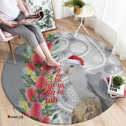 Blue Galah Mutation Christmas Australia Round Carpet Falalalala Galalah Bottlebrush Grey Aboriginal Art LT14