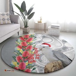 Blue Galah Mutation Christmas Australia Round Carpet Falalalala Galalah Bottlebrush Grey Aboriginal Art LT14