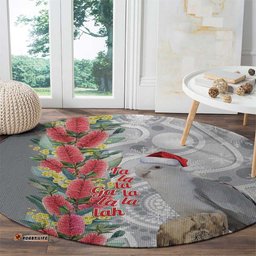Blue Galah Mutation Christmas Australia Round Carpet Falalalala Galalah Bottlebrush Grey Aboriginal Art LT14