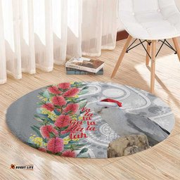 Blue Galah Mutation Christmas Australia Round Carpet Falalalala Galalah Bottlebrush Grey Aboriginal Art LT14