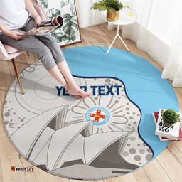 Custom New South Wales Cricket Round Carpet Go NSW - Aboriginal Art LT14