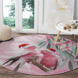 Australia Funny Pink Galah Christmas Round Carpet Aboriginal Eucalyptus Blossoms Watercolor LT14