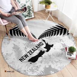 Custom New Zealand Silver Fern Football Round Carpet Go Aotearoa Grunge White LT14
