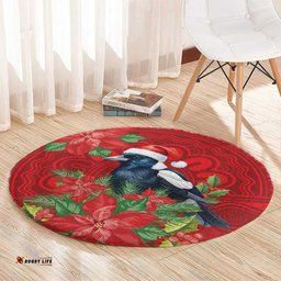 Australian Magpie Round Carpet Aboriginal Inspired Christmas LT9