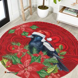 Australian Magpie Round Carpet Aboriginal Inspired Christmas LT9