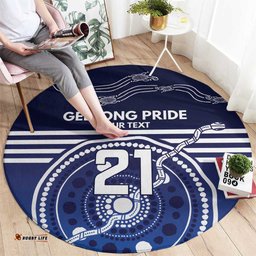 Custom Geelong Pride Round Carpet On the Road to Glory Indigenous Aboriginal LT9