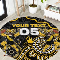 Custom Richmond Football Round Carpet Aboriginal Dot Art Pattern DT05