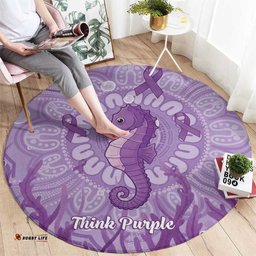 Australia Epilepsy Awareness Round Carpet Seahorse Think Purple Ribbon Aboriginal LT14