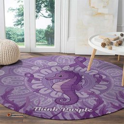 Australia Epilepsy Awareness Round Carpet Seahorse Think Purple Ribbon Aboriginal LT14