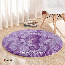Australia Epilepsy Awareness Round Carpet Seahorse Think Purple Ribbon Aboriginal LT14