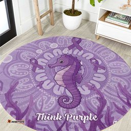 Australia Epilepsy Awareness Round Carpet Seahorse Think Purple Ribbon Aboriginal LT14