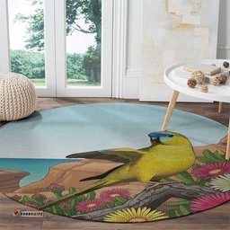 Australia Rock Parrot Round Carpet Pigface Carpobrotus Rocky Island Vibes LT14