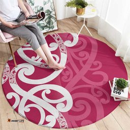 Breast Cancer Awareness Maori Round Carpet Koru Kowhaiwhai LT7