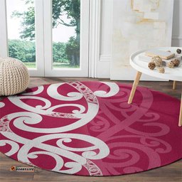 Breast Cancer Awareness Maori Round Carpet Koru Kowhaiwhai LT7