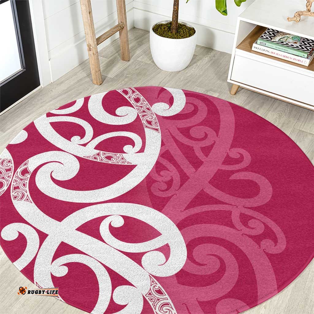 Breast Cancer Awareness Maori Round Carpet Koru Kowhaiwhai LT7