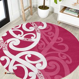 Breast Cancer Awareness Maori Round Carpet Koru Kowhaiwhai LT7