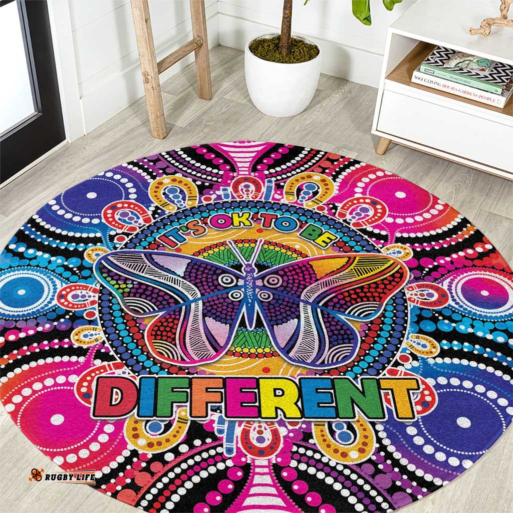 Australia Indigenous Autism Awareness Round Carpet Its Okay To Be Different LT05
