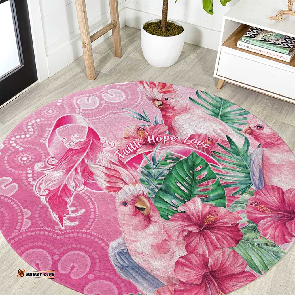 Australia Cockatoos Breast Cancer Round Carpet Faith Hope Love LT05