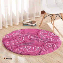Australia Indigenous Pink Month Round Carpet Breast Cancer Aboriginal Dragonflies Ribbon LT14