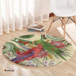 Australia Moluccan Eclectus Round Carpet Australian Native Flowers Indigenous Art LT14