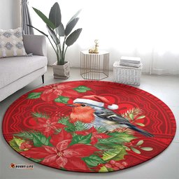 Australian Scarlet Robin Round Carpet Aboriginal Inspired Christmas LT9