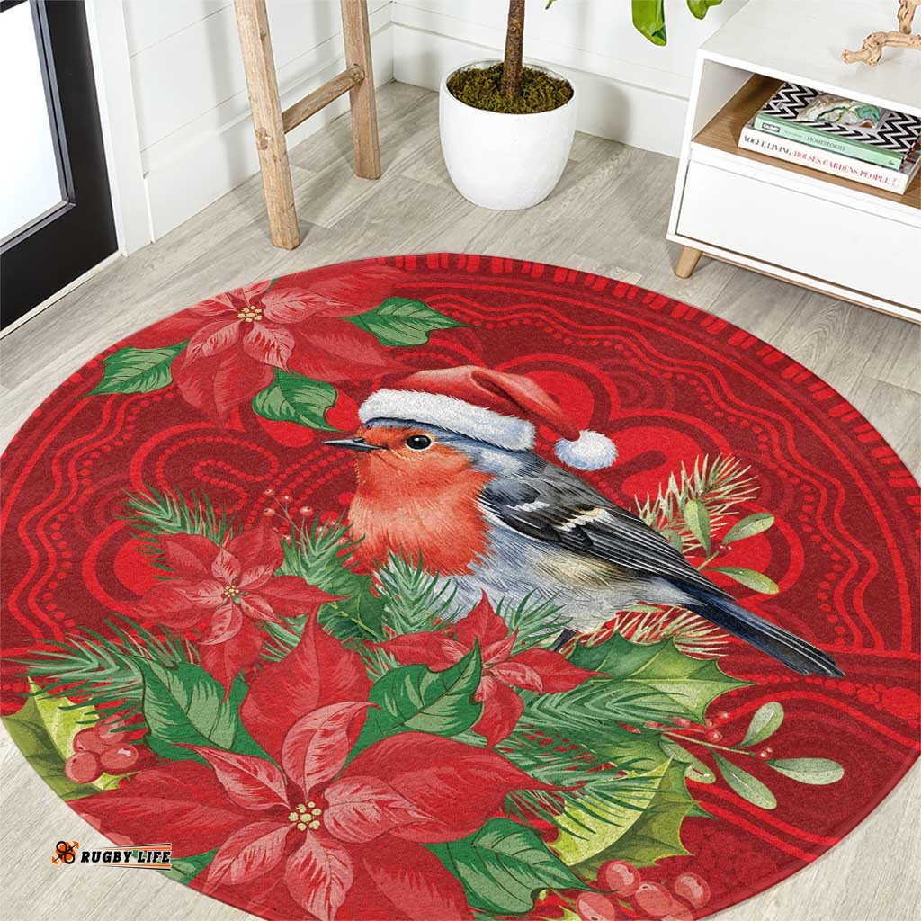Australian Scarlet Robin Round Carpet Aboriginal Inspired Christmas LT9