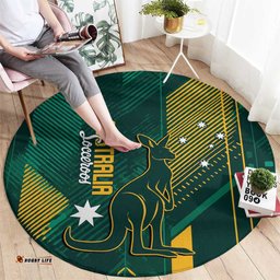 Australia Socceroos 2026 Custom Round Carpet Go Aussie Kangaroo National Color LT14