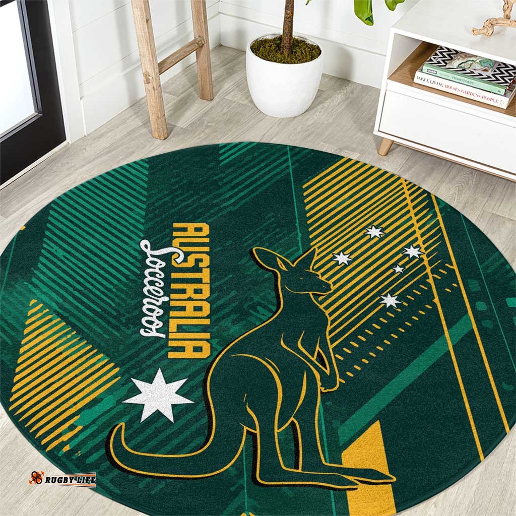 Australia Socceroos 2026 Custom Round Carpet Go Aussie Kangaroo National Color LT14