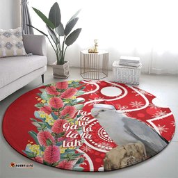 Blue Galah Mutation Christmas Australia Round Carpet Falalalala Galalah Bottlebrush Red Aboriginal Art LT14