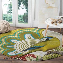 Australia Rock Parrot Round Carpet Kangaroo Paws Indigenous Art LT14