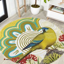 Australia Rock Parrot Round Carpet Kangaroo Paws Indigenous Art LT14