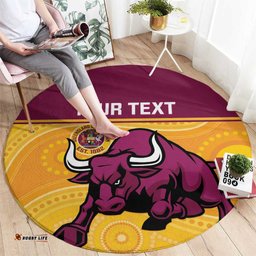 Custom Australia Queensland Cricket Round Carpet Go Bulls - Aboriginal Art LT14