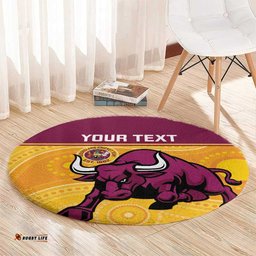 Custom Australia Queensland Cricket Round Carpet Go Bulls - Aboriginal Art LT14