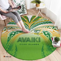 Cook Islands Rugby League Round Carpet Avaiki Tatau Tribal Motifs White Color LT03