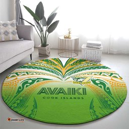 Cook Islands Rugby League Round Carpet Avaiki Tatau Tribal Motifs White Color LT03