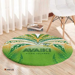 Cook Islands Rugby League Round Carpet Avaiki Tatau Tribal Motifs White Color LT03
