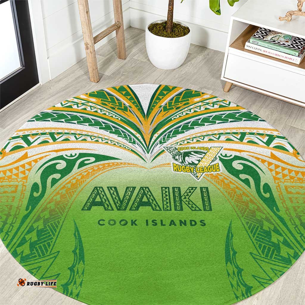 Cook Islands Rugby League Round Carpet Avaiki Tatau Tribal Motifs White Color LT03