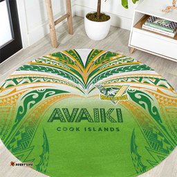 Cook Islands Rugby League Round Carpet Avaiki Tatau Tribal Motifs White Color LT03