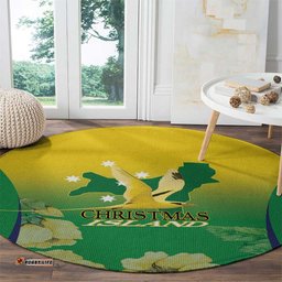Australia Christmas Island Round Carpet Golden Bosun Abutilon listeri With Map LT14