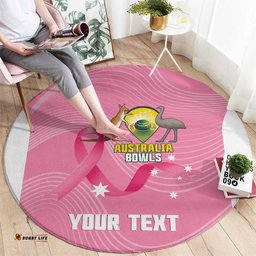 Custom Bowls Australia Breast Cancer Round Carpet Pink Ribbon Aussie Map With Kangaroo Emu LT14