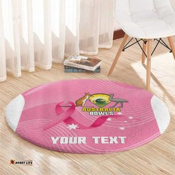 Custom Bowls Australia Breast Cancer Round Carpet Pink Ribbon Aussie Map With Kangaroo Emu LT14