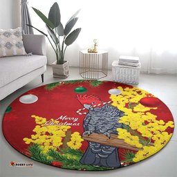 Australia Gang-gang Cockatoo Christmas Round Carpet Callocephalon Fimbriatum Golden Wattle Red LT14