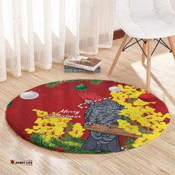 Australia Gang-gang Cockatoo Christmas Round Carpet Callocephalon Fimbriatum Golden Wattle Red LT14