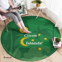 Australia Cocos Keeling Islands Round Carpet Southern Cross Palm Tree Pattern LT14