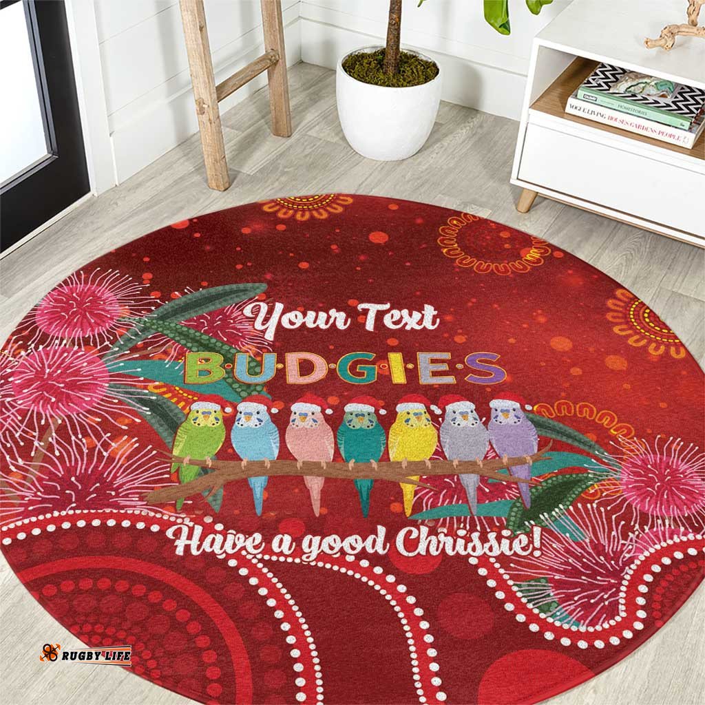 Australia Budgerigar Christmas Personalised Round Carpet Budgies Hakea Have A Good Chrissie LT14