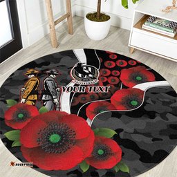 Collingwood Magpies ANZAC Personalised Round Carpet Lest We Forget Poppy Camo LT9