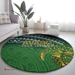 Cook Islands Rugby Kuki Avaiki Round Carpet Tribal Turtle LT7