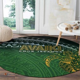 Cook Islands Rugby Kuki Avaiki Round Carpet Tribal Turtle LT7