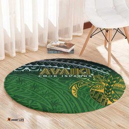 Cook Islands Rugby Kuki Avaiki Round Carpet Tribal Turtle LT7